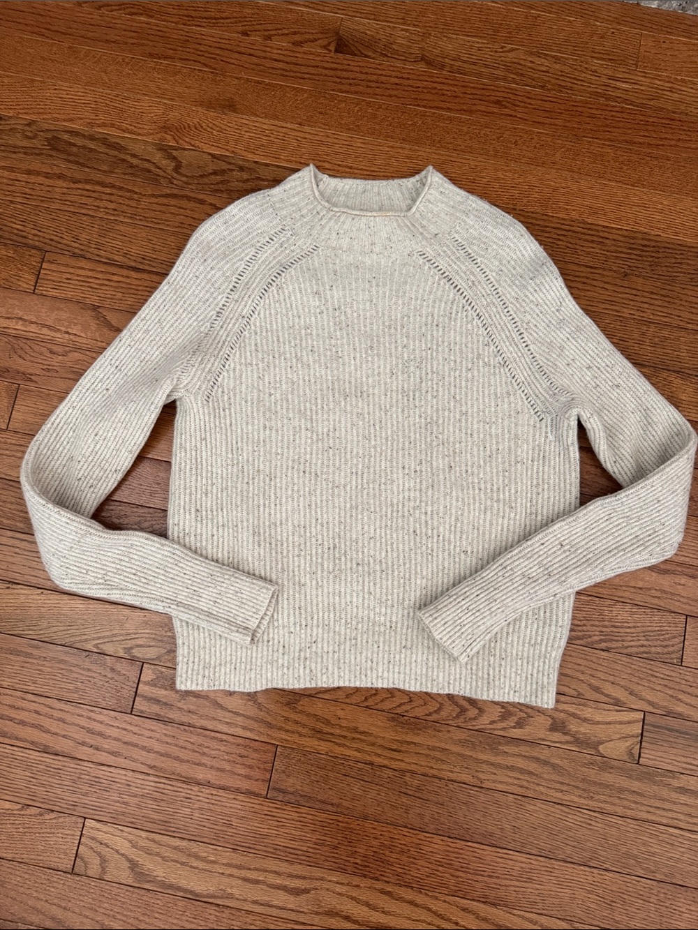 Women’s Crewneck Ribbed Sweater - Heathered Oatmeal